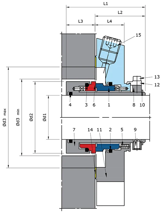 ANSI Standard Single Cartridge Seal Technical Drawing