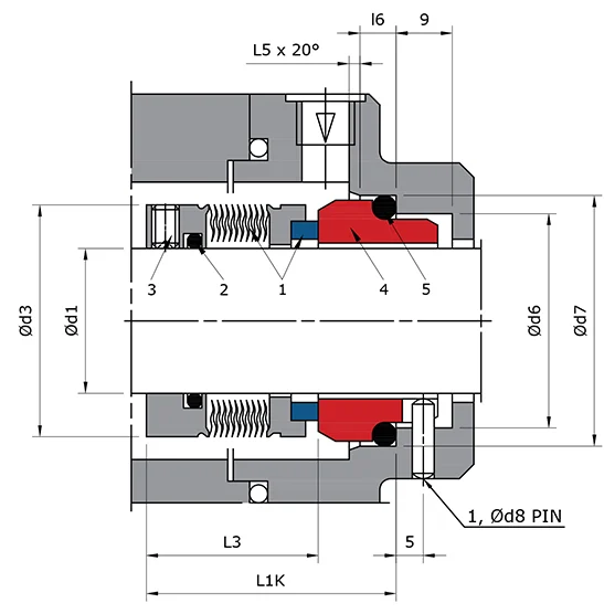 Metal Bellows Mechanical Seal Technical Drawing
