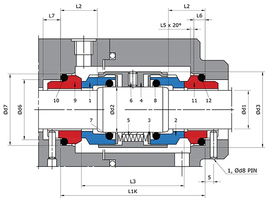 Multi Spring Dual Seal Technical Drawing