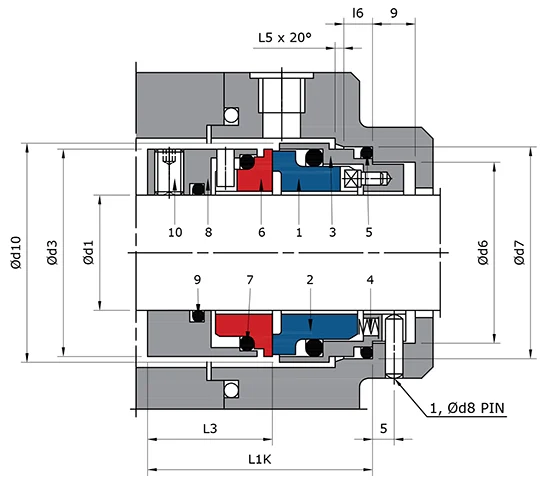 Pusher Mechanical Seal Technical Drawing