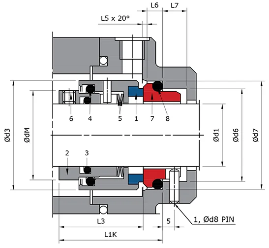 Pusher Mechanical Seal Technical Drawing