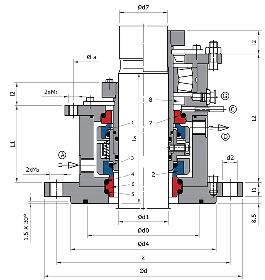 Reactor Double Mechanical Seal Technical Drawing