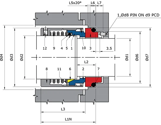 Single Spring Balanced Seal Technical Drawing