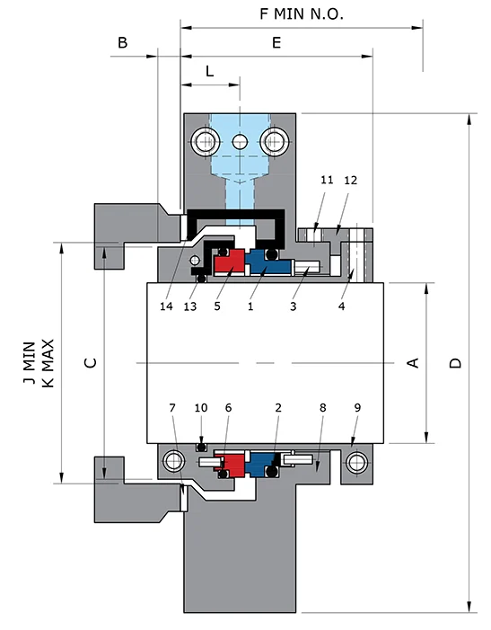 Split Mechanical Seal Technical Drawing