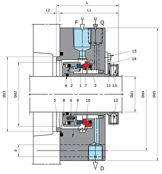Standard Cartridge Mechanical Seal Technical Drawing