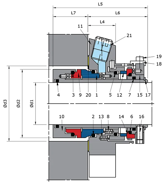 Standard Dual Cartridge Seal Technical Drawing