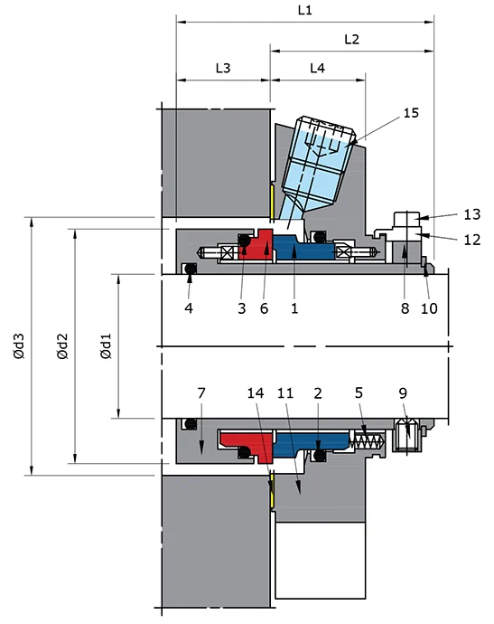 Standard Single Cartridge Seal Technical Drawing