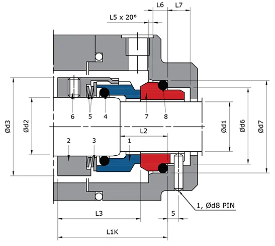 Wave Spring Balanced Seal Technical Drawing